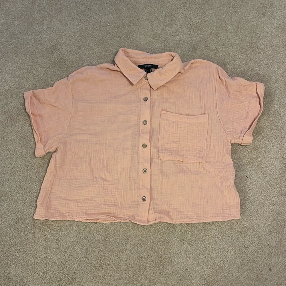 forever 21 button up crop top